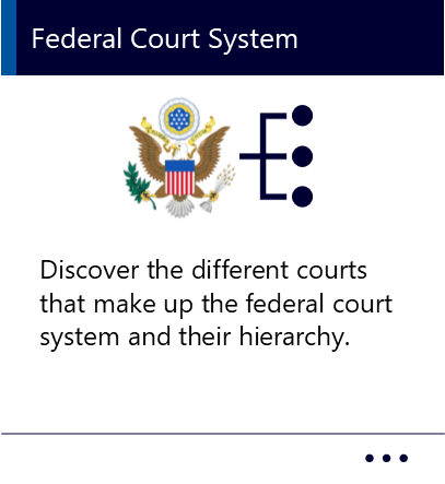 Discover the different courts that make up the federal court system and their hierarchy. New window to Federal Court System PDF.